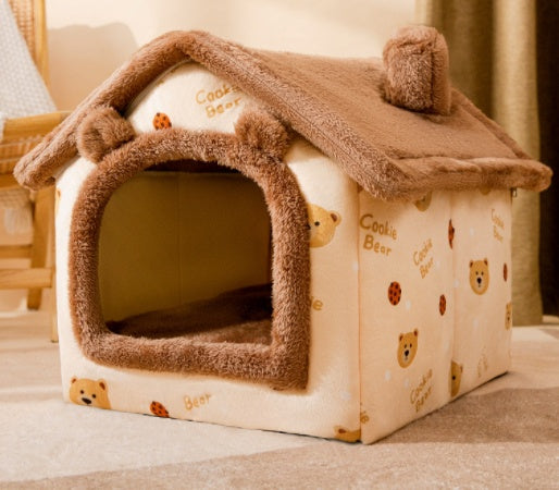 Foldable Dog House Pet Cat Bed Winter Dog Villa Sleep - showcase view - PET'S FUN | pet toy