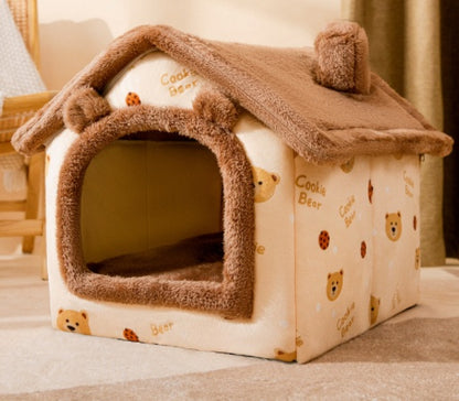 Foldable Dog House Pet Cat Bed Winter Dog Villa Sleep - showcase view - PET'S FUN | pet toy