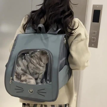 Pet Cat Carrier Bag Cat Backpack Outdoor Breathable - side view - PET'S FUN | cat supplies