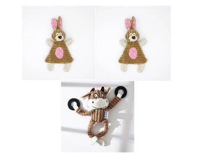 Pet Toy Donkey Shape Corduroy Chew Toy for - back view - PET'S FUN | dog supplies