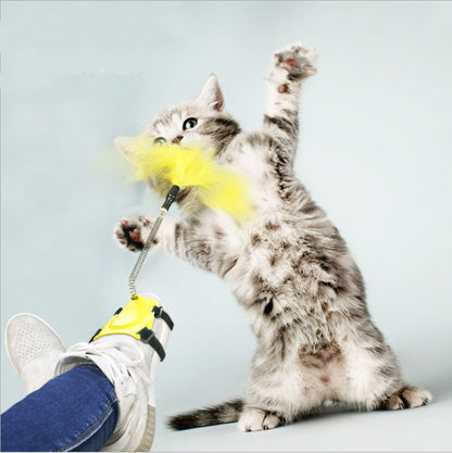 Cat Supplies Toy Spring Funny Stick Feather - front view - PET'S FUN | cat toy