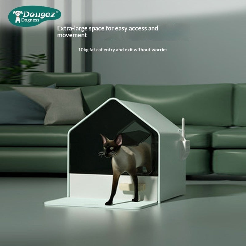Drawer-style Fully Enclosed Cat Litter Box - back view - PET'S FUN | cat accessories