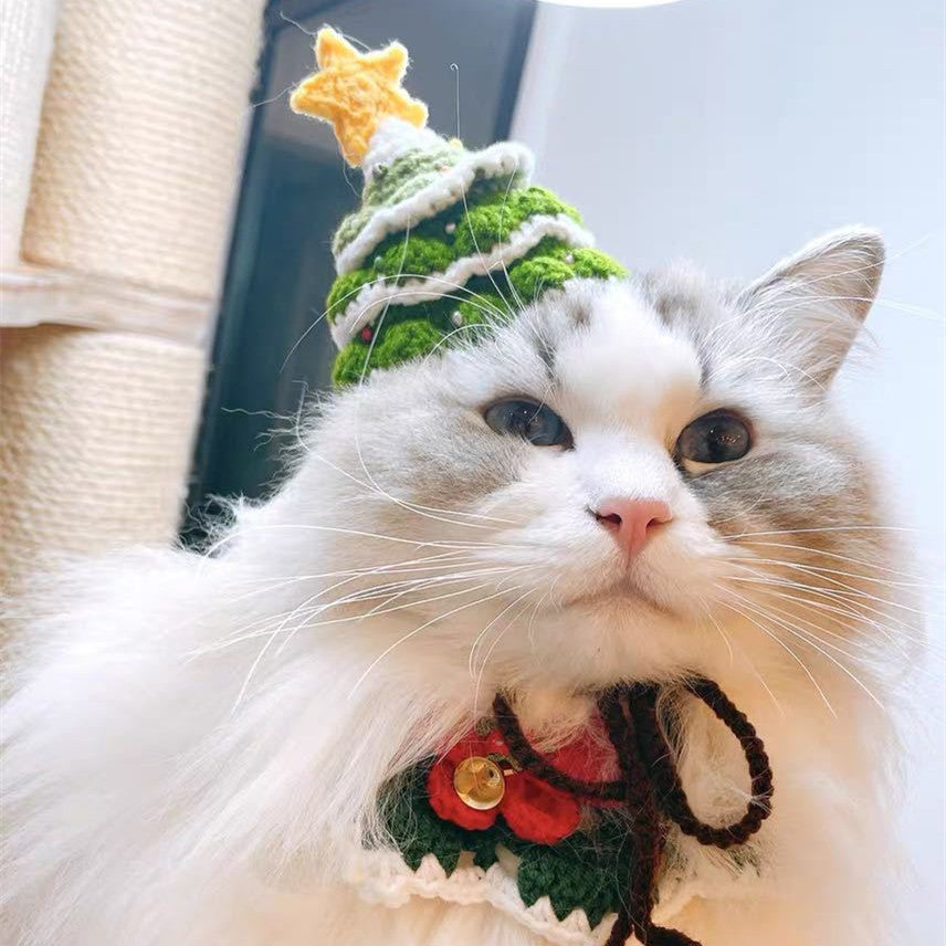 Pet Christmas Handmade Woolen Hat Pet Hat - front view - PET'S FUN | pet toy