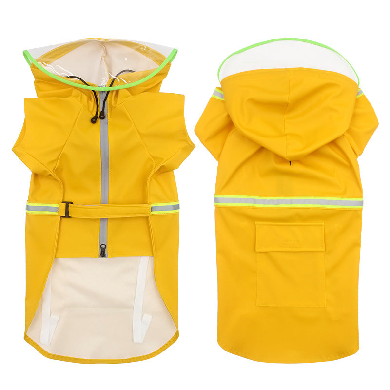 Pet hooded windproof and reflective raincoat