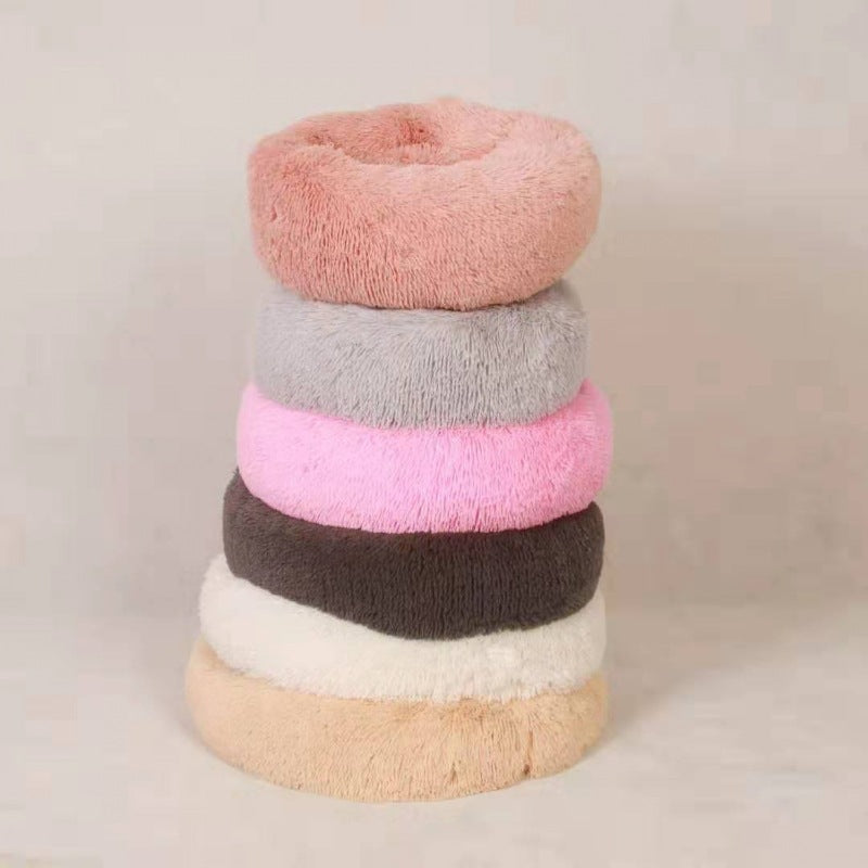 Washable Round Plush Kennel - side view - PET'S FUN | dog supplies