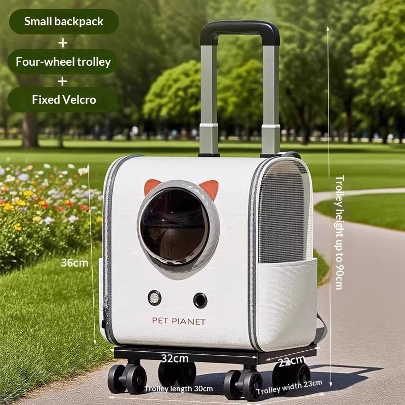 Portable Outdoor Cat Carrier Large-capacity Trolley - front view - PET'S FUN | cat bed