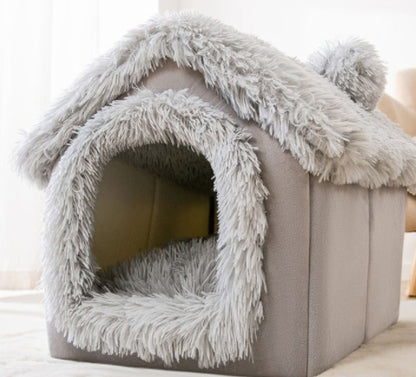 Foldable Dog House Pet Cat Bed Winter Dog Villa Sleep - top view - PET'S FUN | pet entertainment