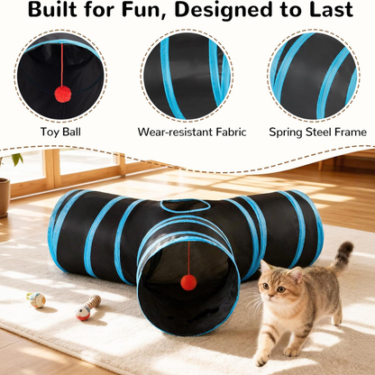 Cat Tunnel Toy 3-Way Collapsible Interactive Pet Tube