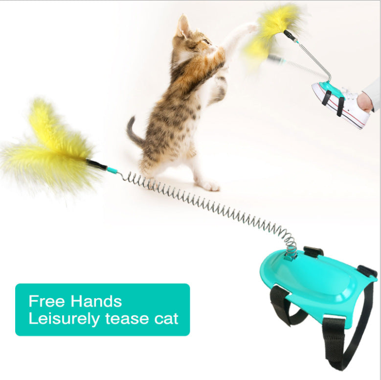 Cat Supplies Toy Spring Funny Stick Feather - detail view - PET'S FUN | cat entertainment
