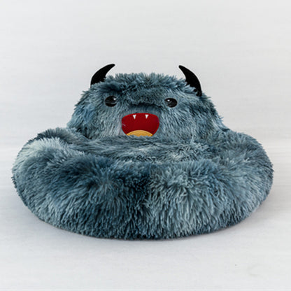 Cute Round Cat Bed Soft Long Plush Cartoon