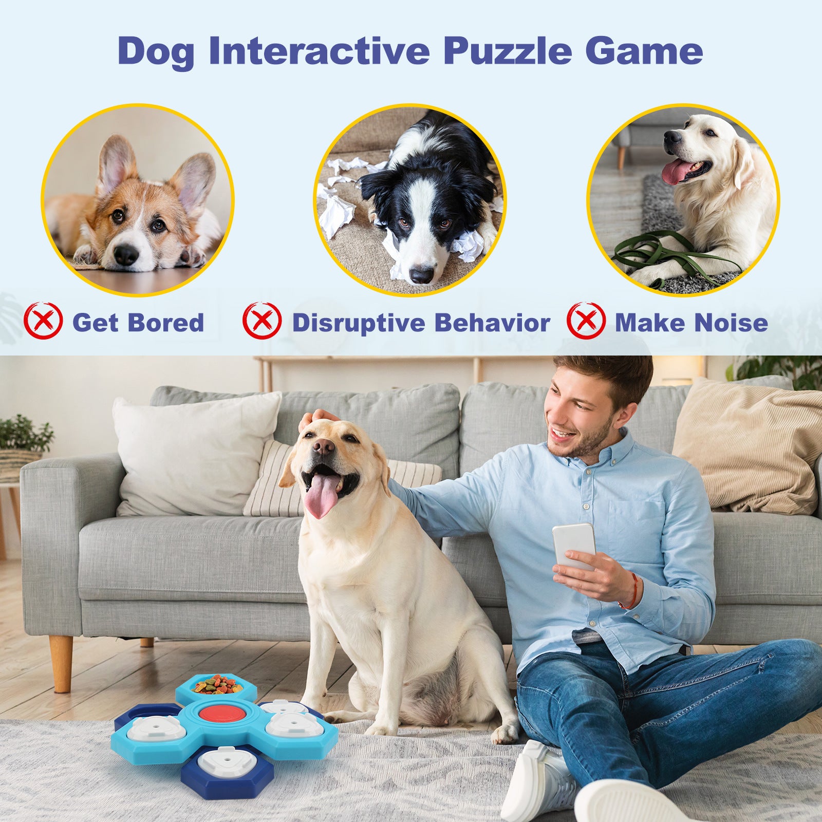 4 Layers Slow Feeder Puzzle Dog Bowls Assemble Slow - front view - PET'S FUN | dog bed