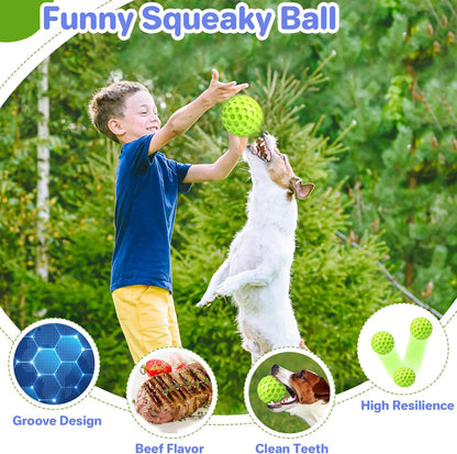 Indestructible Squeaky Dog Ball Relieves Anxiety - side view - PET'S FUN | dog entertainment