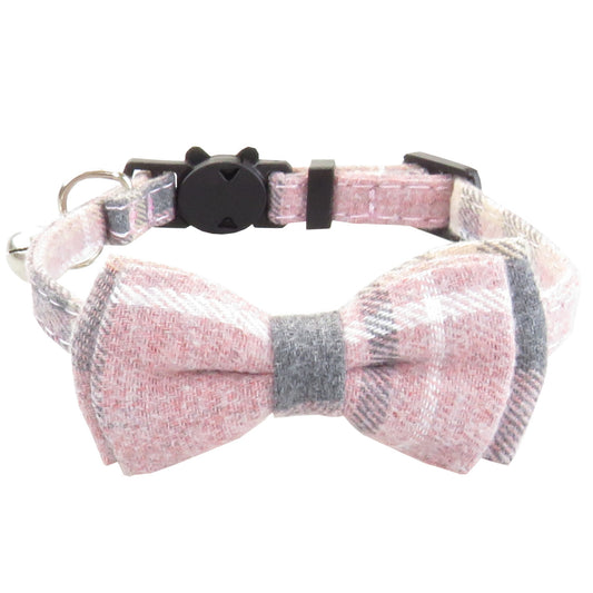 Bow Tie Cat Collar Bandana Breakaway Pet Collar Bandana with Classic Plaid Ad...