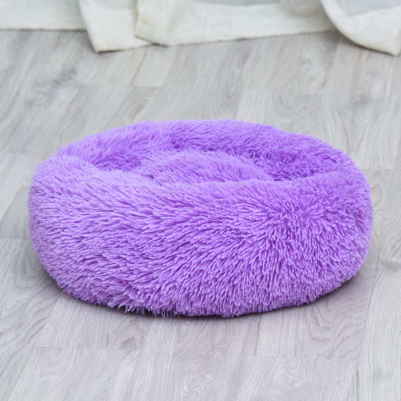 Washable Round Plush Kennel - back view - PET'S FUN | interactive dog toy