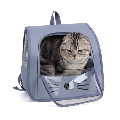 Pet Cat Carrier Bag Cat Backpack Outdoor Breathable - front view - PET'S FUN | cat toy