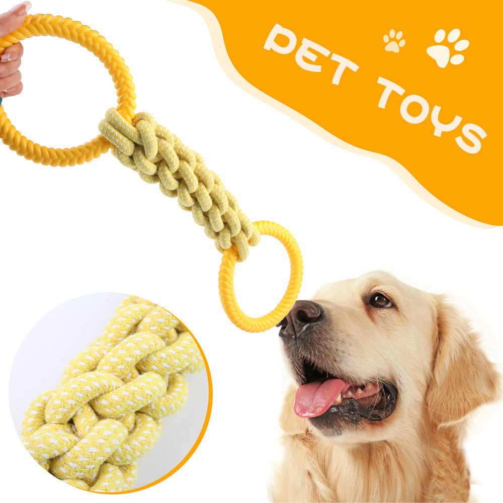 Natural Cotton Rope Dog Toys Tough and Interactive Dog - front view - PET'S FUN | dog toy