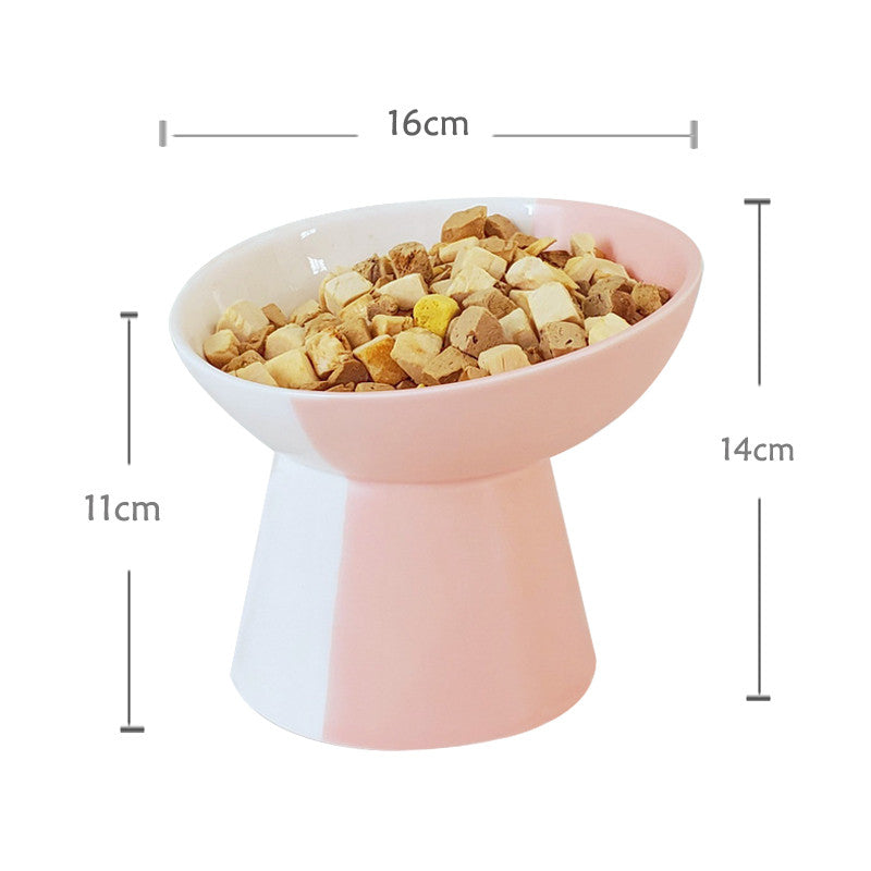 Ceramic Pet Slant Mouth Dog And Cat Food Bowl Set - front view - PET'S FUN | pet bed