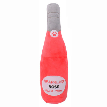 Plush Stuffed Champagne Bottle Dog Toy - back view - PET'S FUN | dog accessories