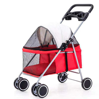 Pet Stroller Lightweight Folding Pet Cat Dog Rabbit - side view - PET'S FUN | cozy pet bed