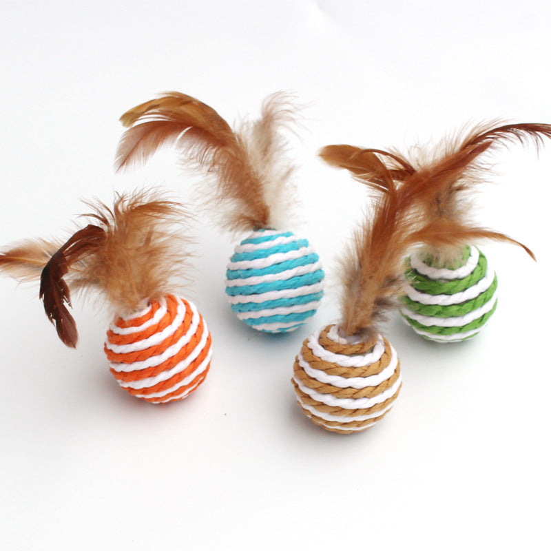 Cat Scratching Toy Sisal Tease Cat Ball - front view - PET'S FUN | cat bed