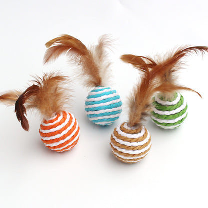 Cat Scratching Toy Sisal Tease Cat Ball - front view - PET'S FUN | cat bed