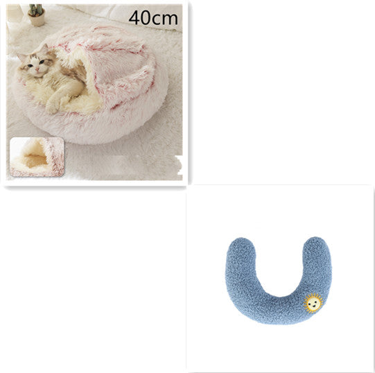 2 in 1 Dog and Cat Bed Pet Winter Bed Round Plush Warm - detail view - PET'S FUN | pet bed