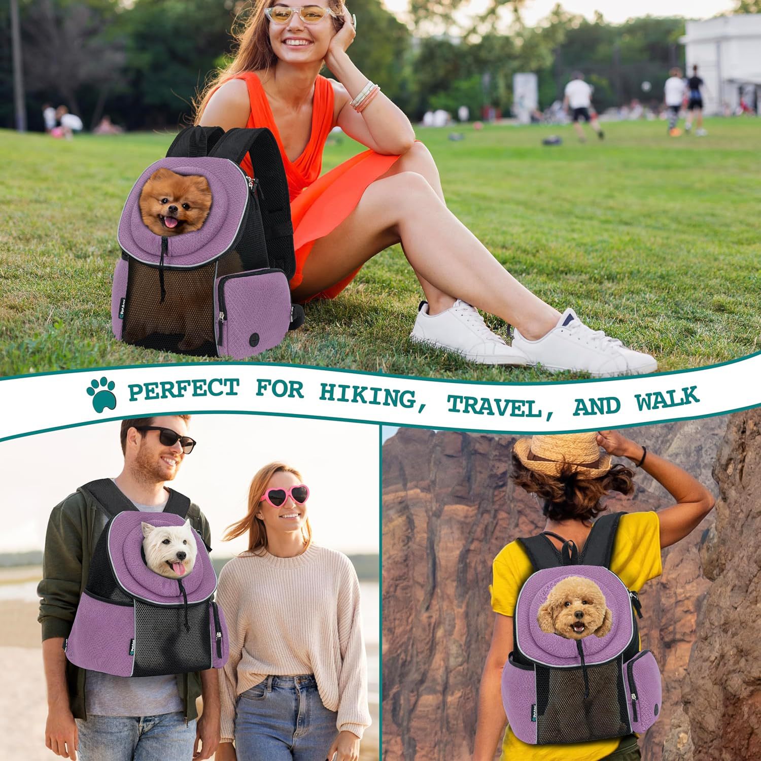 Pet Dog Carrier Bag Carrier For Dogs Backpack Portable - back view - PET'S FUN | dog accessories