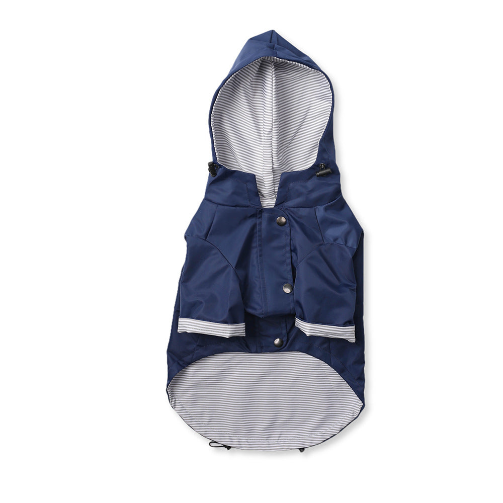 Windproof British Retro Padded Dog Raincoat - side view - PET'S FUN | dog toy