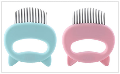 Pet Hair Removal Massaging Shell Comb - back view - PET'S FUN | pet entertainment