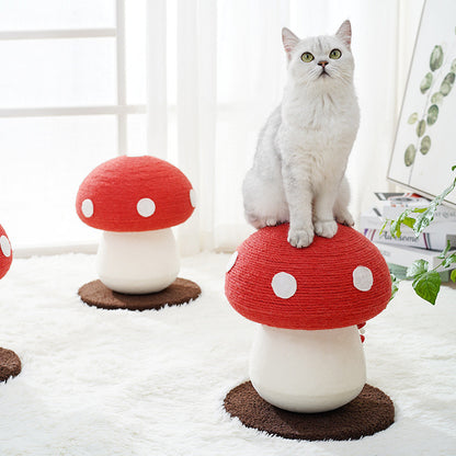 Red Mushroom Cat Climbing Frame - side view - PET'S FUN | interactive cat toy
