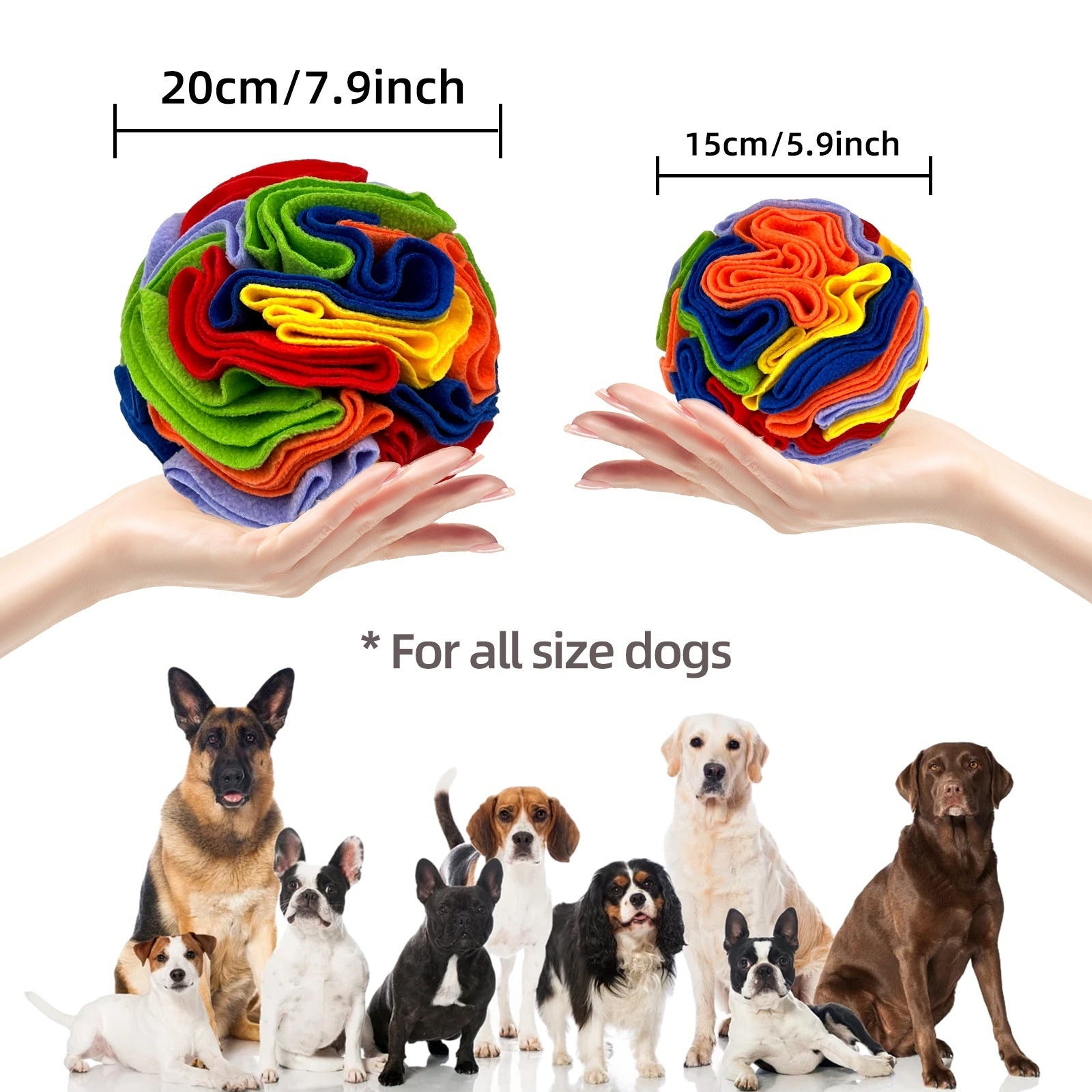 Pet Sniffing Toy Ball Molars Colorful Ball - detail view - PET'S FUN | interactive dog toy
