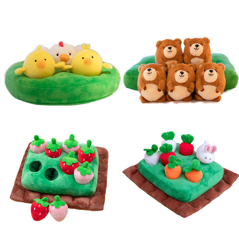 Pet Pull Radish Chick Gopher Hide and Seek - angle view - PET'S FUN | pet accessories