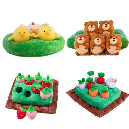 Pet Pull Radish Chick Gopher Hide and Seek - angle view - PET'S FUN | pet accessories