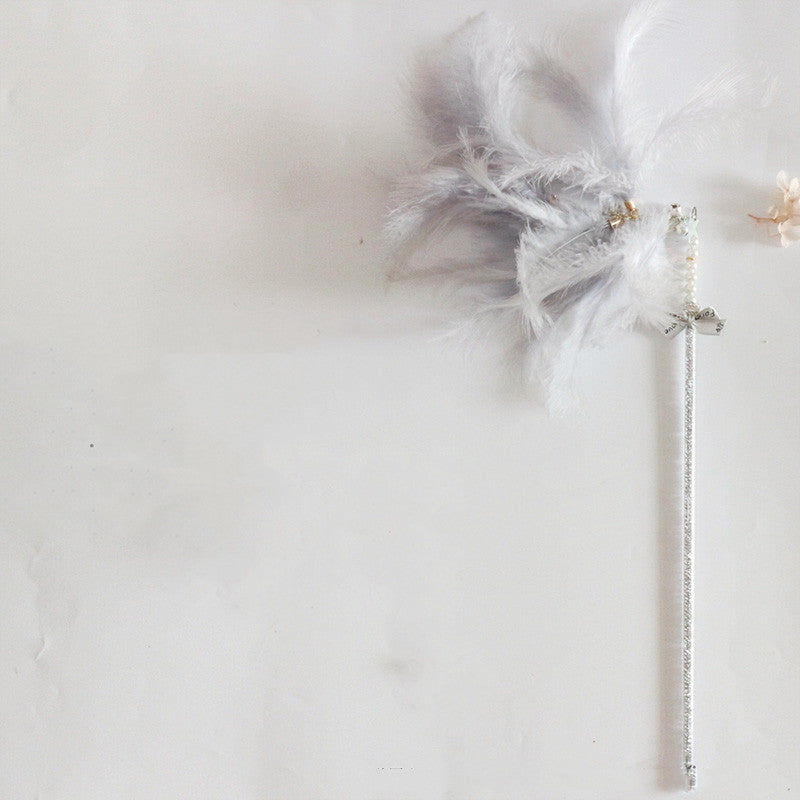 Funny Cat Stick Bell Feather Tassel Fur Ball - angle view - PET'S FUN | cat supplies