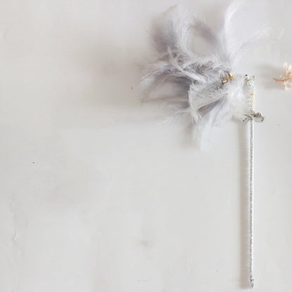 Funny Cat Stick Bell Feather Tassel Fur Ball - angle view - PET'S FUN | cat supplies