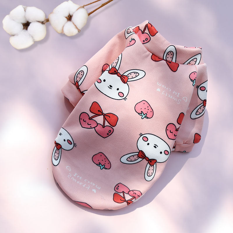 Printed Cartoon Pet Clothes Plus Velvet - angle view - PET'S FUN | pet supplies