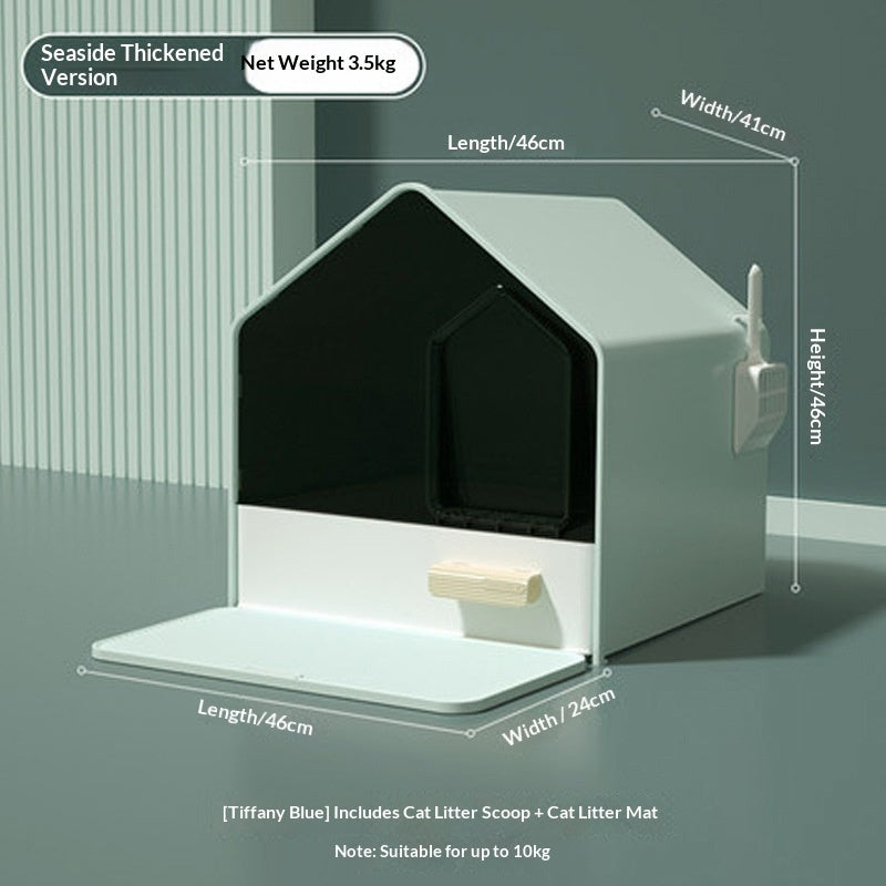 Drawer-style Fully Enclosed Cat Litter Box - side view - PET'S FUN | interactive cat toy