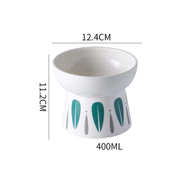Ceramic Non Slip Elevated Pet Cat Dog Food Bowl - detail view - PET'S FUN | cozy pet bed