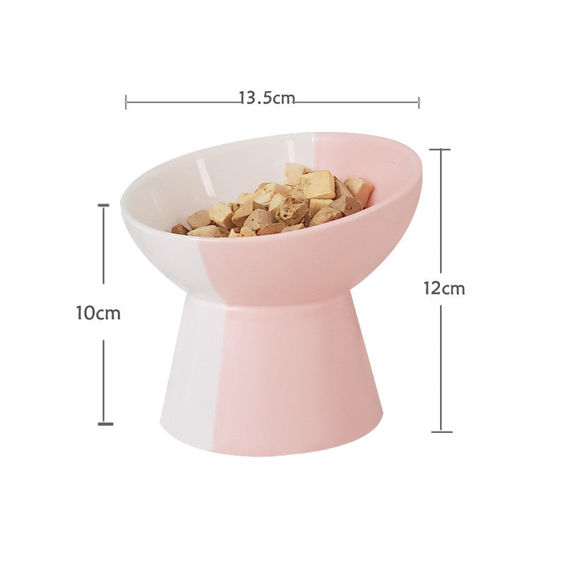 Ceramic Pet Slant Mouth Dog And Cat Food Bowl Set - back view - PET'S FUN | pet accessories