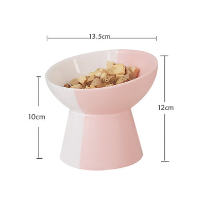 Ceramic Pet Slant Mouth Dog And Cat Food Bowl Set - back view - PET'S FUN | pet accessories