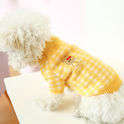 Bowknot Dog Clothes Cat Costume Hollow Knit - detail view - PET'S FUN | cat entertainment