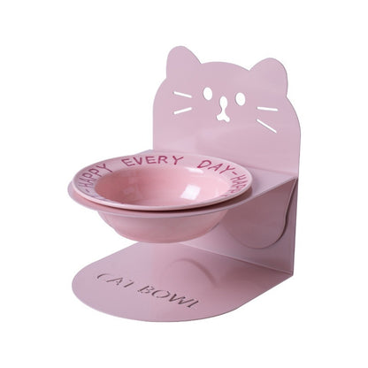 Ceramic Cat Food Cat Magnetic High Legged Cat Bowl - side view - PET'S FUN | cat entertainment