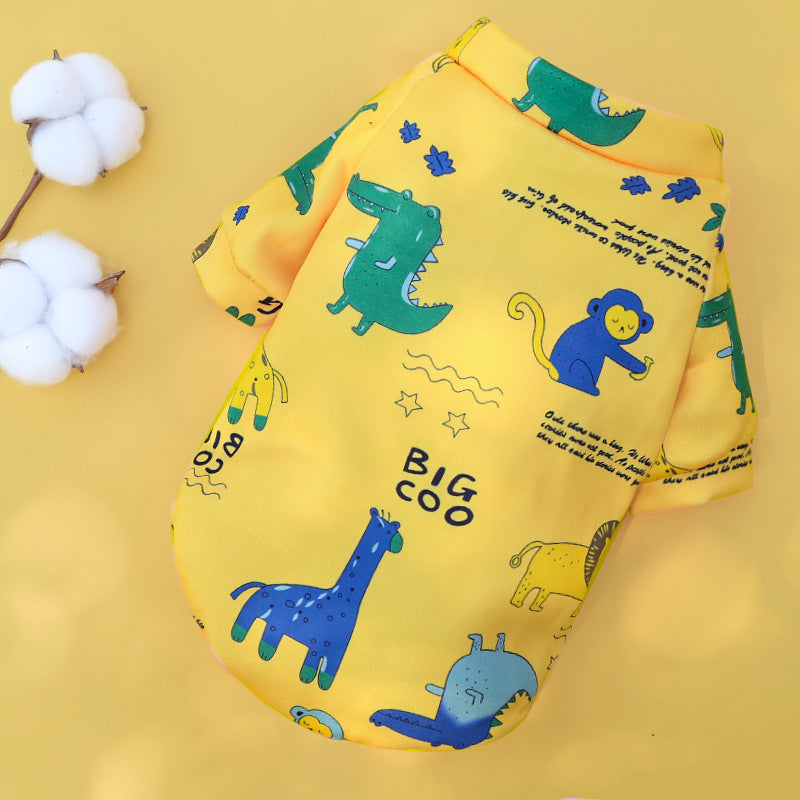 Printed Cartoon Pet Clothes Plus Velvet - front view - PET'S FUN | pet entertainment