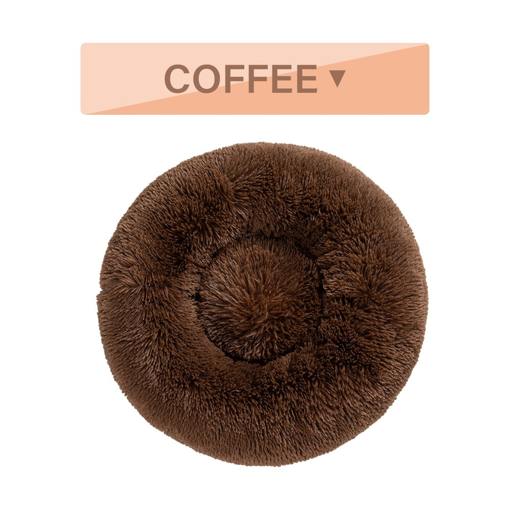 Fluffy Donut Dog Bed Warm Soft Long Plush Pet Cushion - detail view - PET'S FUN | durable pet supplies
