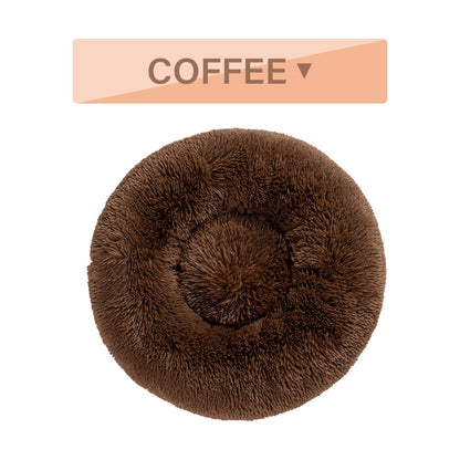 Fluffy Donut Dog Bed Warm Soft Long Plush Pet Cushion - detail view - PET'S FUN | durable pet supplies