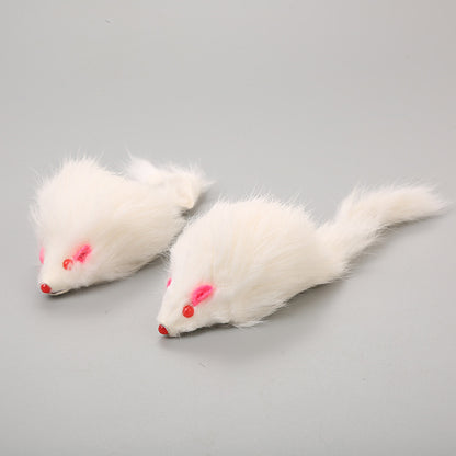 Cat Toy Large Rabbit Fur Mouse Pet Toy Plush Mouse Cat - side view - PET'S FUN | cat entertainment