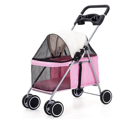 Pet Stroller Lightweight Folding Pet Cat Dog Rabbit - detail view - PET'S FUN | durable pet supplies