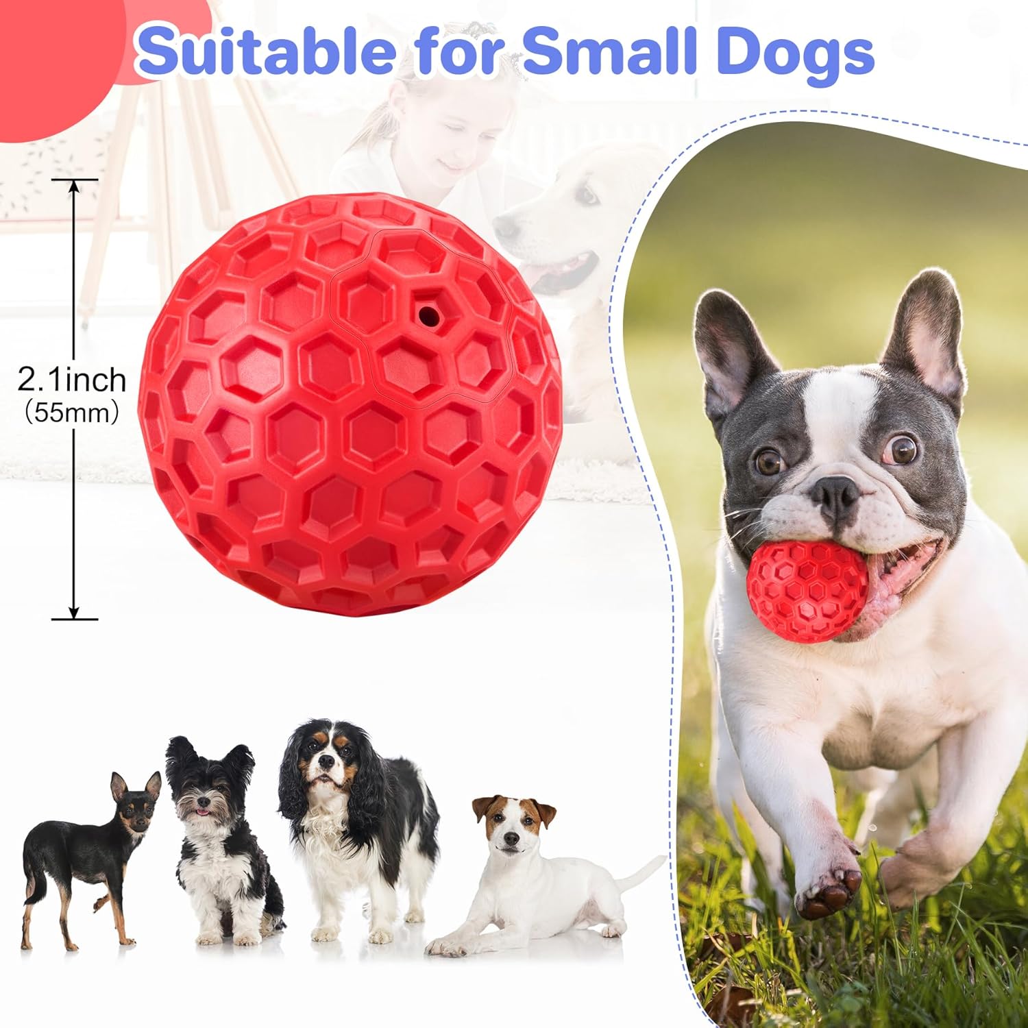 Indestructible Squeaky Dog Ball Relieves Anxiety - side view - PET'S FUN | dog supplies
