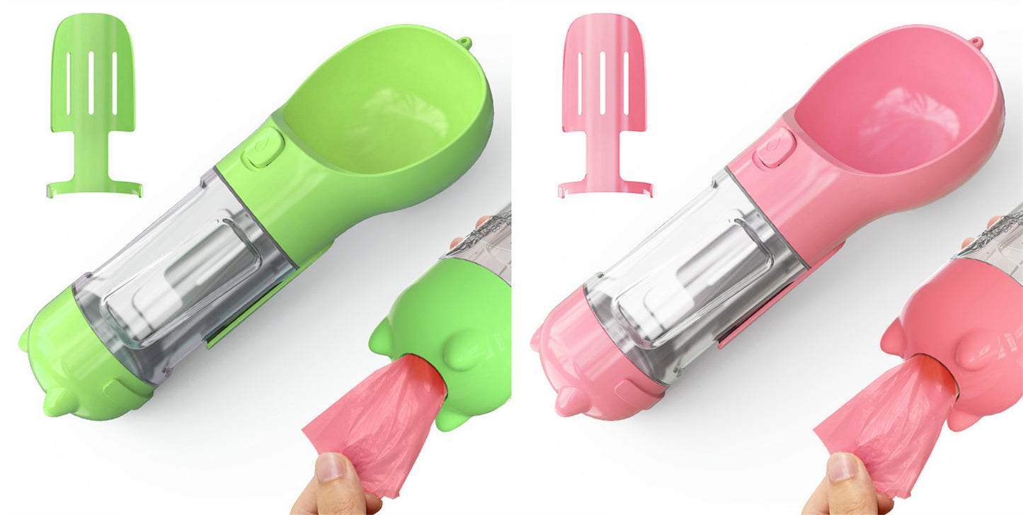 Pet Water Bottle Feeder Bowl Garbage Bag - angle view - PET'S FUN | dog play