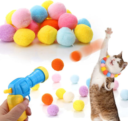 Cat Toy Ball Launcher Gun Cat Fetch Toy Gun Shooter - front view - PET'S FUN | cat toy